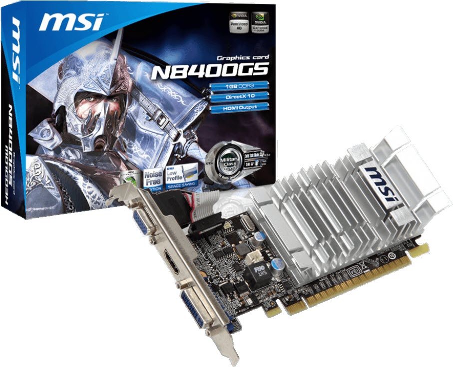 Видеокарта MSI PCI-E GeForce 8400GS 1GB DDR3 (N8400GS-MD1GD3H/LP ...