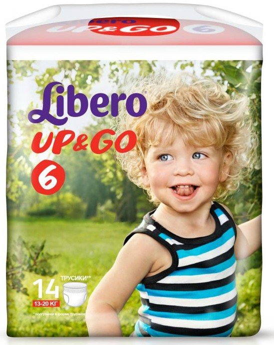 Libero up&go Extra large 13-20кг (маленькая упаковка) детские одноразовые трусики 14. размер 6 (7322540353372)