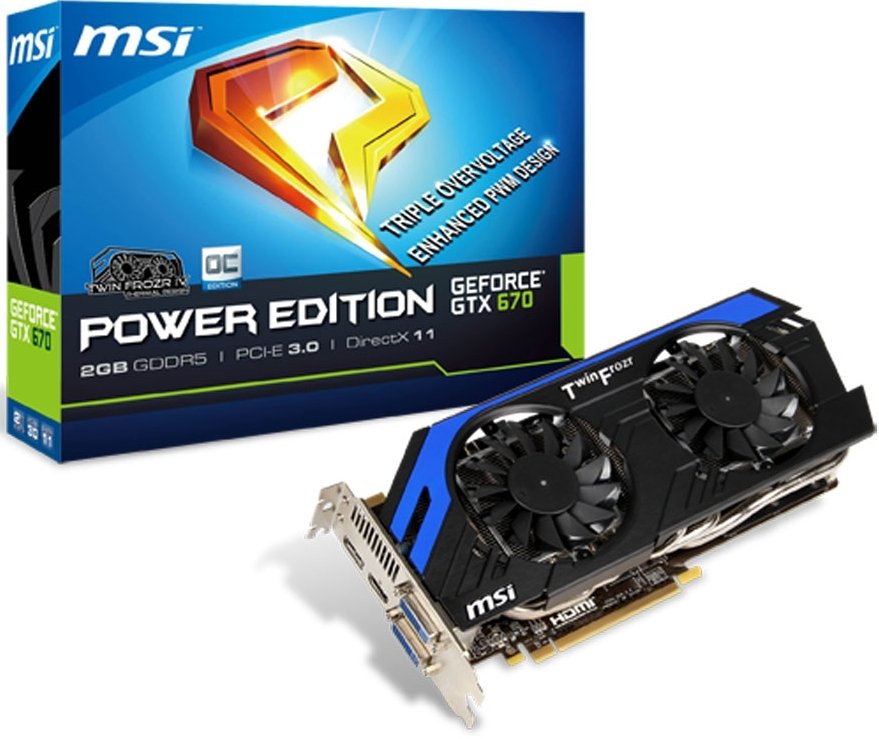 Видеокарта MSI PCI-E GeForce GTX670 2GB DDR5 (N670 PE 2GD5/OC) - купить ...