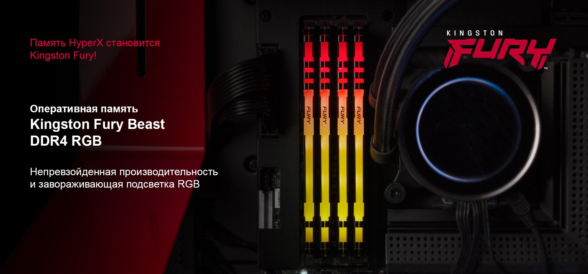 Модуль памяти Kingston Fury DDR4 32GB 2x16GB 3600MHz Beast RGB ...