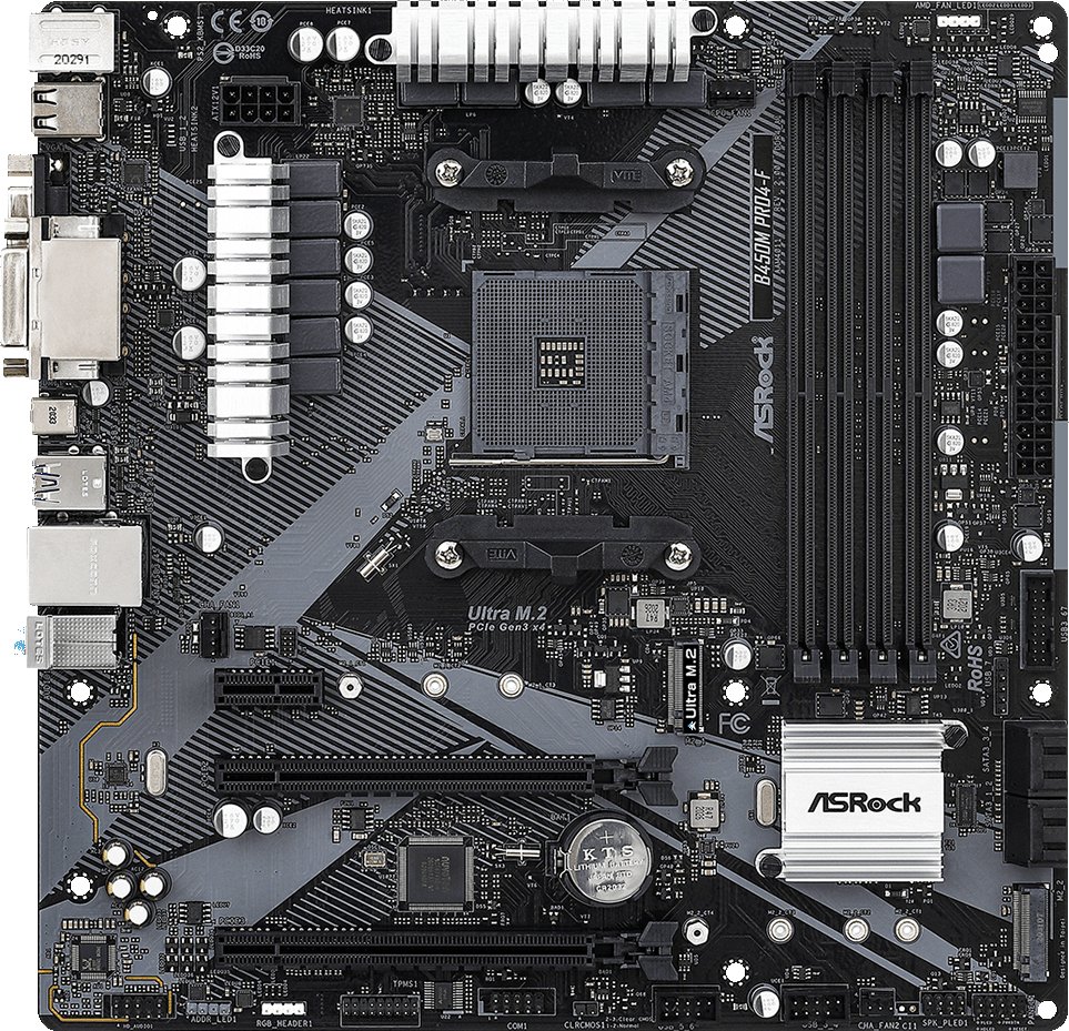 Материнская плата ASRock B450M Pro4-F R2.0 s-AM4 B450 купить | Elmir ...