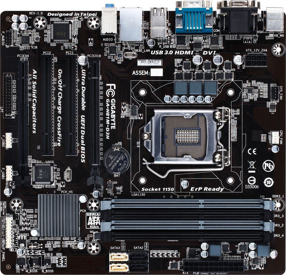 Материнская плата GigaByte GA-H81M-D3H s-1150 H81 купить | Elmir - цена ...