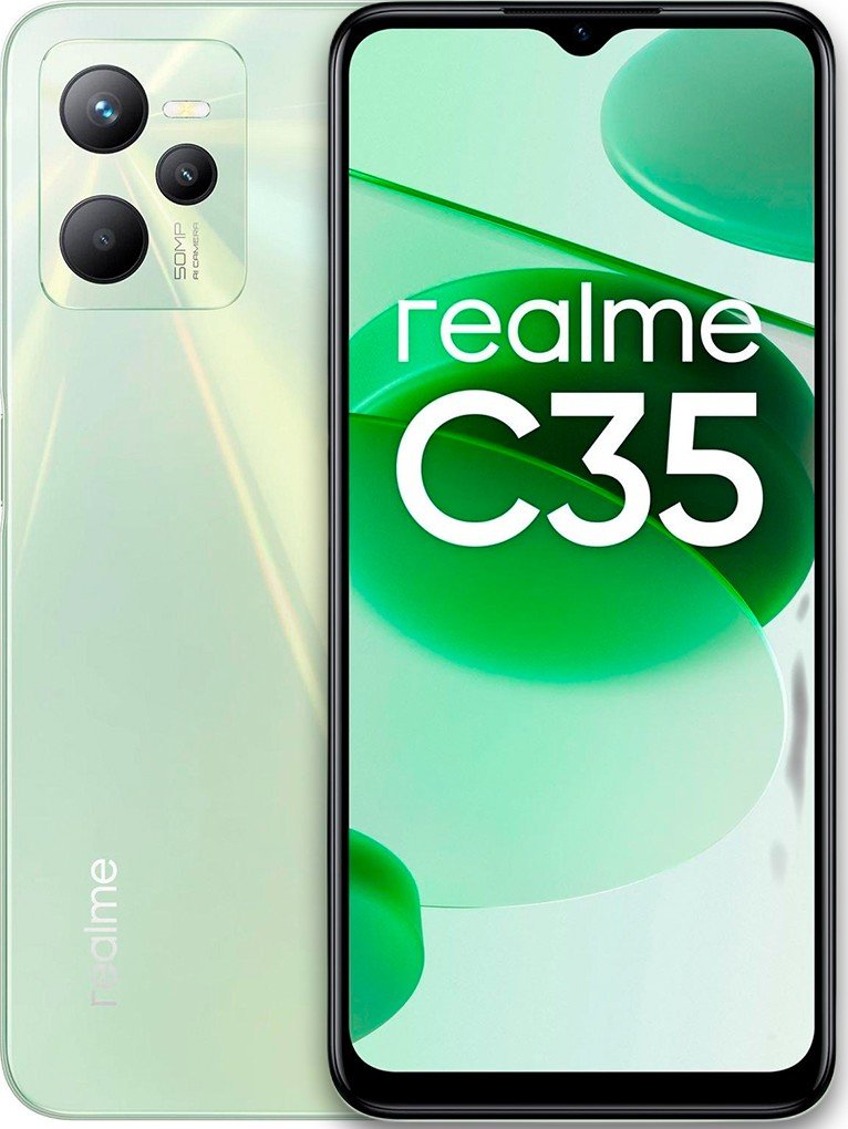 realme C35 グリーンスマートフォン本体 Мобильный телефон realme C35 4/128GB Glowing Green - купить
