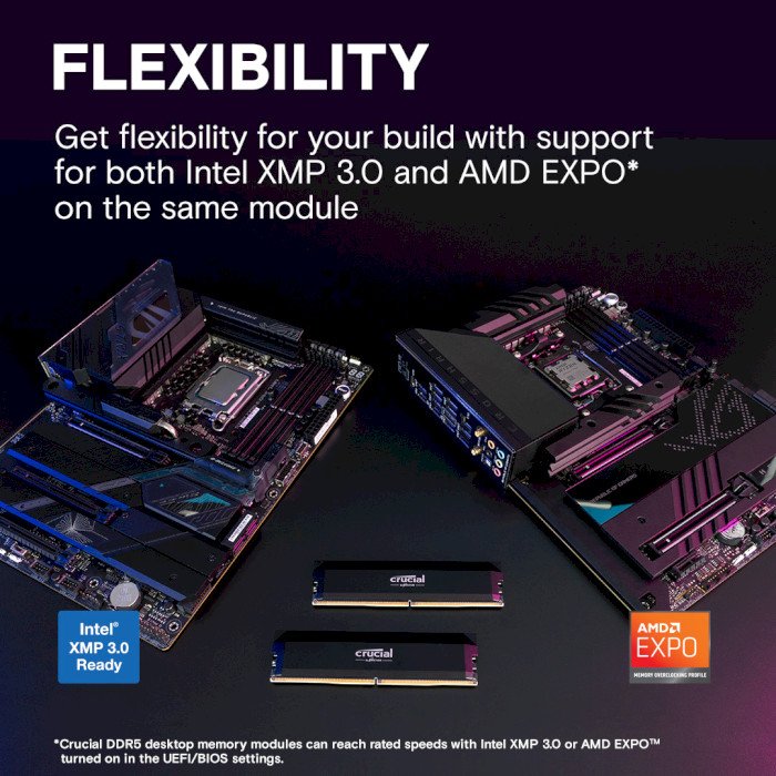 Crucial PRO DDR5-6000 OC 32GB kit （16×2） Модуль памяти Crucial DDR5 32GB 2x16GB 6000MHz Pro Overclocking