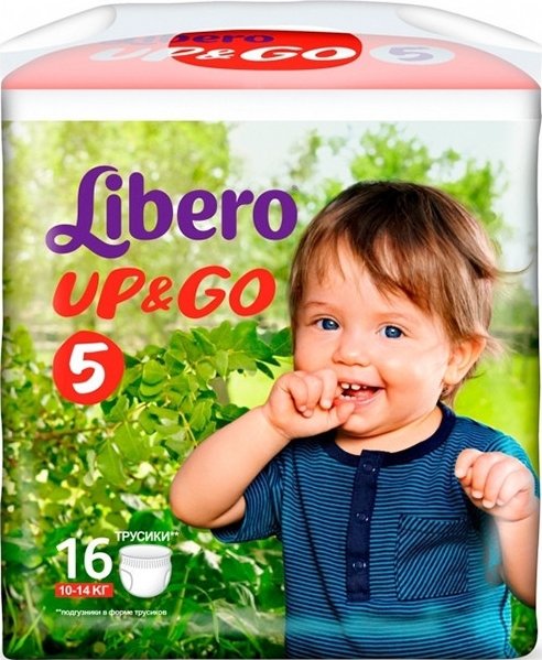 Libero up&go макси Плюс подгузники-трусики №16 10-14кг, эс си эй хайджин продактс (7322540599961)
