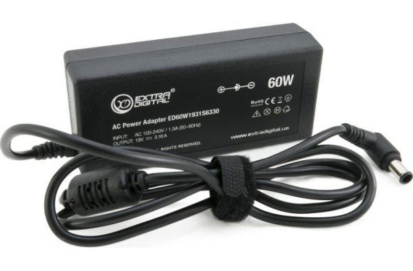 Блок живлення для ноутбука Toshiba Extradigital 19V 60W 3.16A 6.3